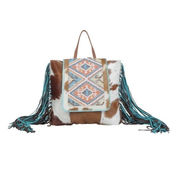 Myra Bag Handbags - Myra Bag Handmade Vanilla Backpack Upcycled Canvas & Cowhide Leather
